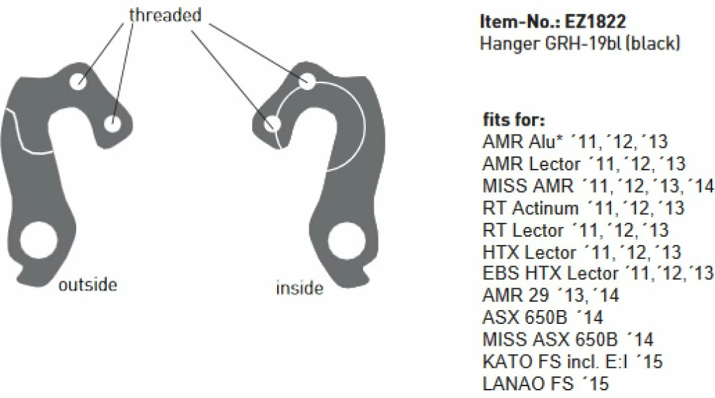 GHOST BIKES Ghost Patte De Dérailleur GRH-19bl Noir