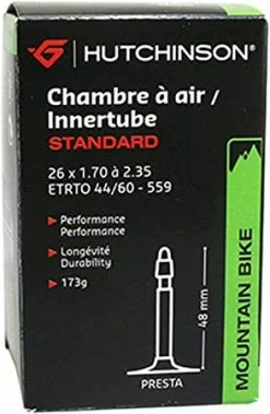 Chambre à Air VTT Hutchinson Butyl 26x1.70-2.35 Valve Shrader (auto)